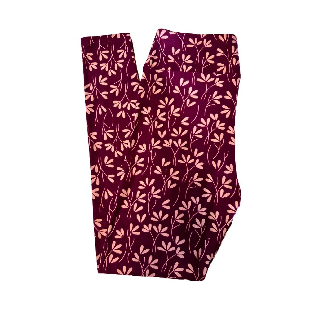 LuLaRoe OS Burgundy & Mauve Leggings